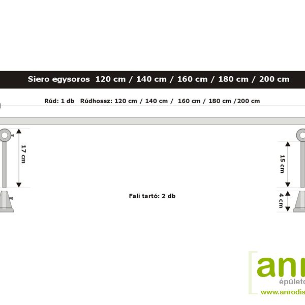 Siero karnis arany-fekete levél véggel, egysoros, 120 cm